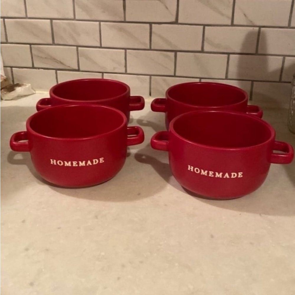 Homemade Red Soup Bowls Set of 4 - Picture 7 of 8